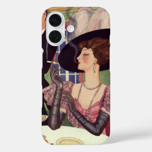 Vintage Woman Drinking Champagne Smoking Cigarette iPhone 16 Case