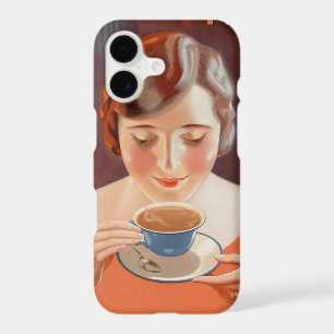 Vintage Woman Drinking Tea Painting Ad