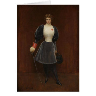 Vintage Woman Fencer Card