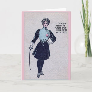 Vintage Woman Fencer Greeting Card