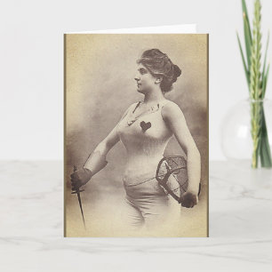 Vintage Woman Fencer Note Card