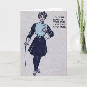 Vintage Woman Fencer Valentine's Day Card