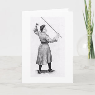 Vintage Woman Fencer! Vintage Fencing Note Card