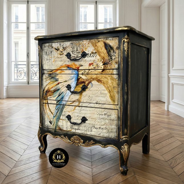 Vintage Woman French Rustic Texture Bird Decoupage Tissue Paper (Creator Uploaded)