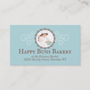 Vintage woman girl bakery baking cookies cakes business card