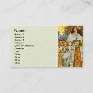 Vintage Woman Golden Sun: Leo Zodiac Collage Art Business Card