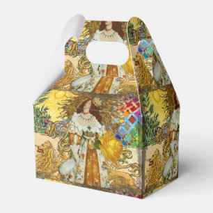 Vintage Woman Golden Sun: Leo Zodiac Collage Art Favour Box