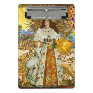 Vintage Woman Golden Sun: Leo Zodiac Collage Art Mini Clipboard