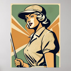 Vintage Woman Golfer - Golf Art Print