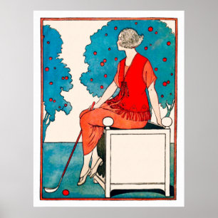 Vintage Woman Golfer Print
