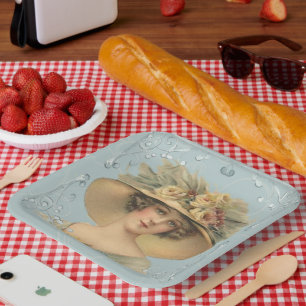 Vintage Woman Hat Paper Plate