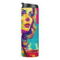 Vintage Woman Holding a Wine Glass Abstract Art