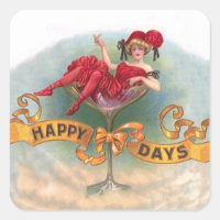 Vintage Woman in Champagne Glass Poster: 1900s Bar