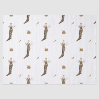 Vintage Woman in Gold Dress + Bags & Shoes Tissue Paper