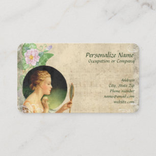 Vintage Woman Make Up Beauty Mirror Business Card