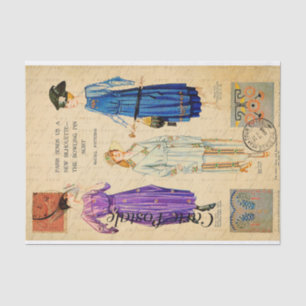 Vintage Woman Modelling the Paris fashion Clothes Tissue Paper