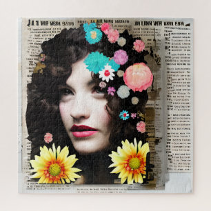 Vintage Woman Paper Collage Art Jigsaw Puzzle