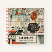 Vintage Woman Personalised Recipe Notebook