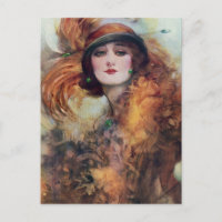 Vintage Woman Portrait 20s Flop Hat Art