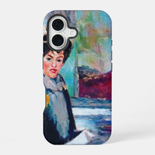 Vintage Woman Portrait with Abstract Background iPhone 16 Case