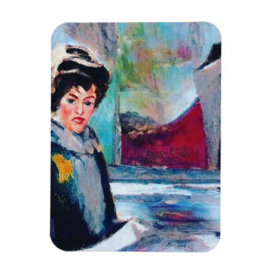 Vintage Woman Portrait with Abstract Background Magnet
