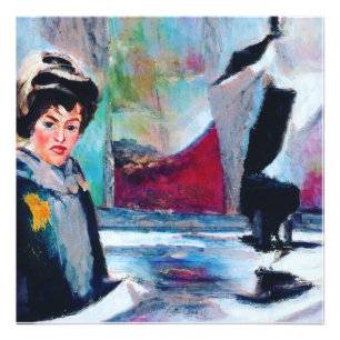 Vintage Woman Portrait with Abstract Background Photo Print