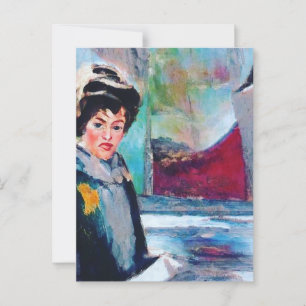 Vintage Woman Portrait with Abstract Background Postcard
