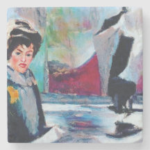 Vintage Woman Portrait with Abstract Background