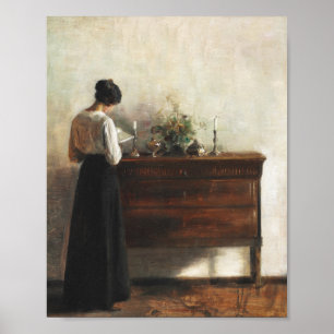 Vintage Woman Reading Light Academia Art Poster