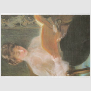 Vintage Woman Reading Teodor Axentowicz Art Tissue Paper