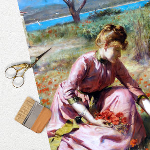 Vintage Woman Seaside Decoupage Tissue Paper