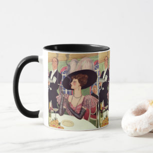 Vintage Woman Smoking Cigarette Drinking Champagne Mug