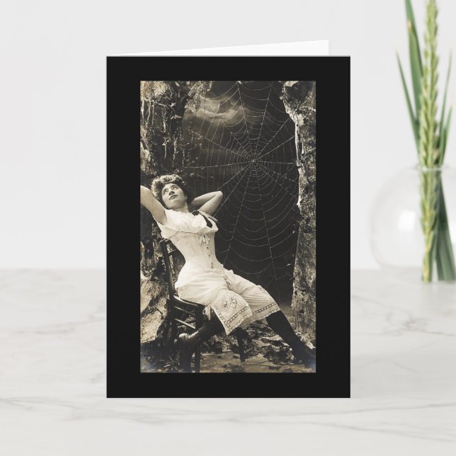 Vintage Woman Spider Web Card (Front)