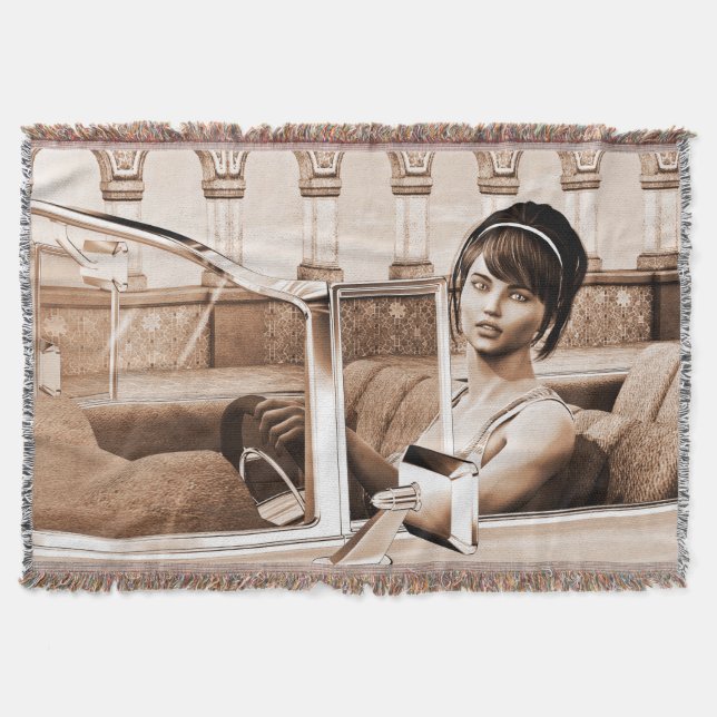 Vintage Woman Throw Blanket (Front)