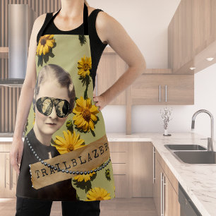 Vintage Woman Trailblazer Daisies Kitsch  Apron
