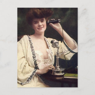 Vintage Woman With Candlestick Phone Postcard