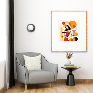 Vintage Woman with coctail Poster