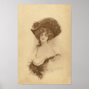 Vintage Woman with Hat Poster