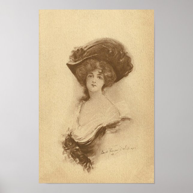 Vintage Woman with Hat Poster (Front)