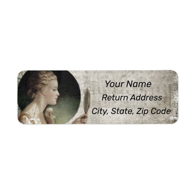 Vintage Woman with Mirror Personalise Address (Front)