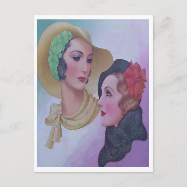 Vintage Women 1932 Postcard (Front)