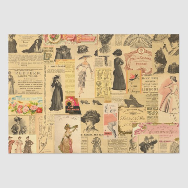 Vintage Women Advertisements Shabby Chic Decoupage Tissue Paper (Front)