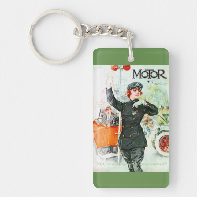 "Vintage women and Wheels" Key Ring (Front)