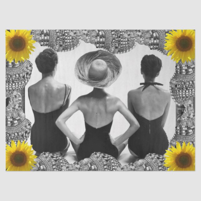 Vintage Women at Beach Tissue Paper (Front)