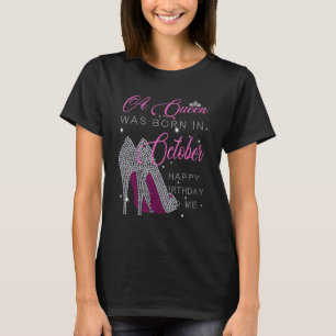 Vintage Women Birthday  A Queen Was Born In Octobe T-Shirt