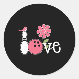Vintage Women Bowling Design Girls Love Team Bowli Classic Round Sticker