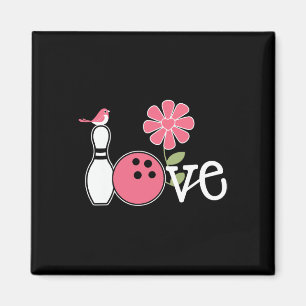 Vintage Women Bowling Design Girls Love Team Bowli Magnet