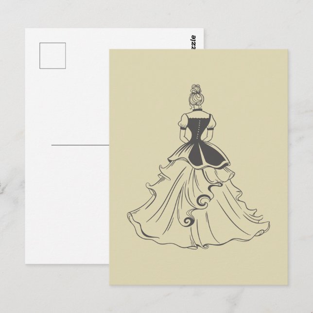 Vintage women in gown  postcard (Front/Back)