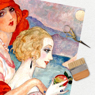 Vintage Women Red Dress Hat Tissue Paper