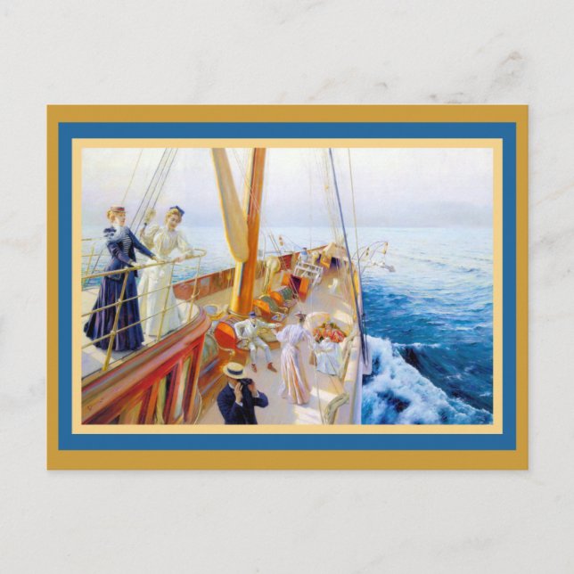 Vintage Women Yachting Postcard (Front)